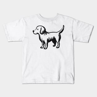 Stick figure dog in black ink Kids T-Shirt